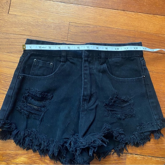 Black Distressed Denim Shorts - Picture 9 of 11